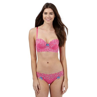 Floozie by Frost French Bright pink floral lace underwired bra